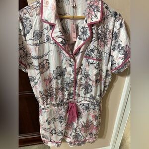 Victoria's Secret Pink and Black Floral Romper pjs